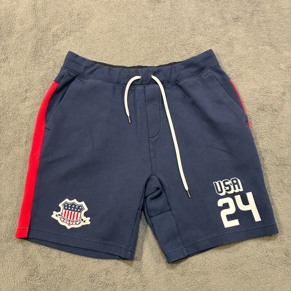 Polo Ralph Lauren USA 24 Refined Navy Double Knit Athletic Shorts Men’s Size L